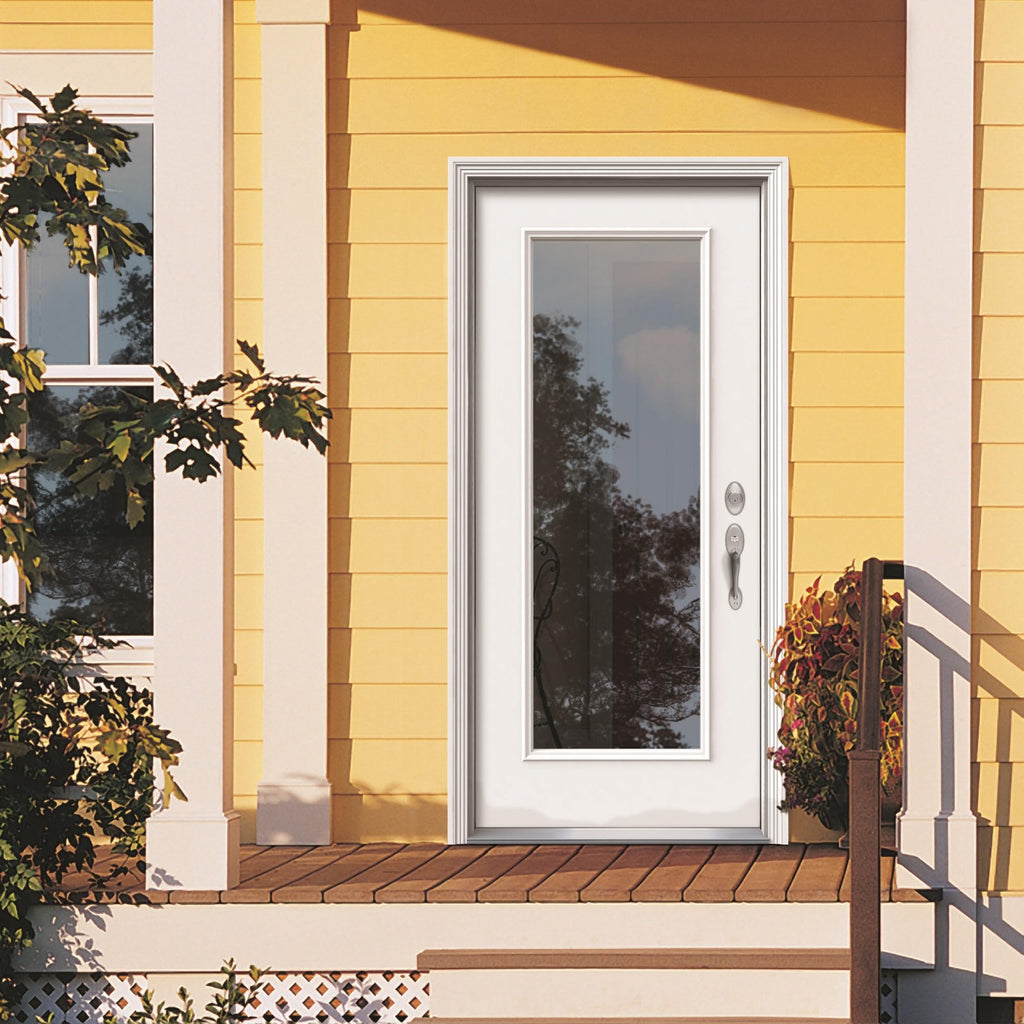 Fiberglass Smooth Primed Left Hand In-Swing Prehung Front Door Full Lite Clear Glass 32" x 80" T4863