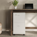 White 2-Drawer Wooden File Cabinet with Lock K56141