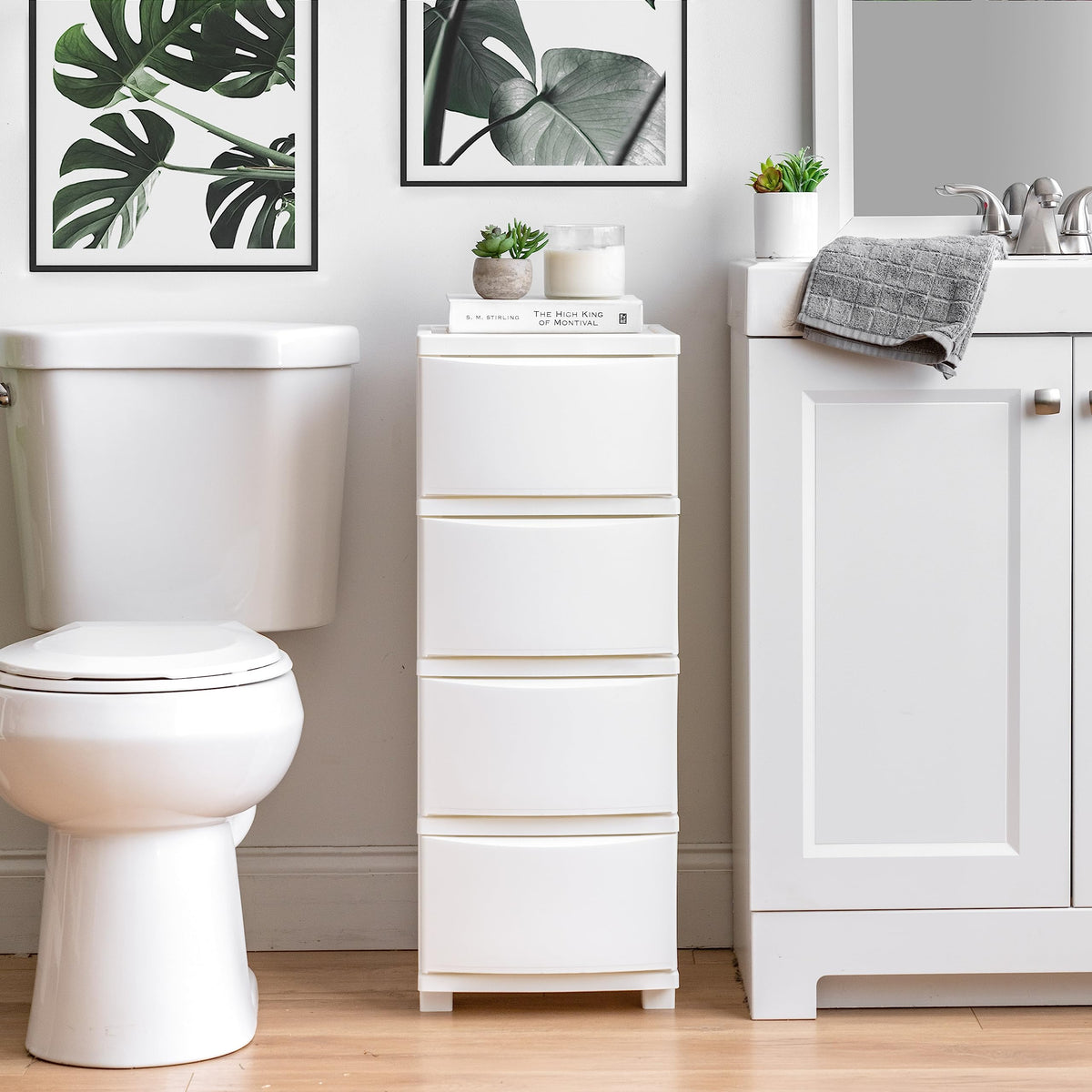 White 4 Drawer Slim Narrow Storage Organizer W7040