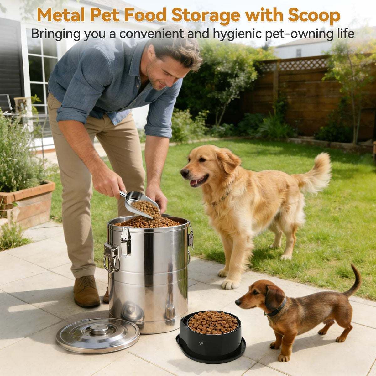 Stainless Steel Dog Food Storage Container with Scoop E8225