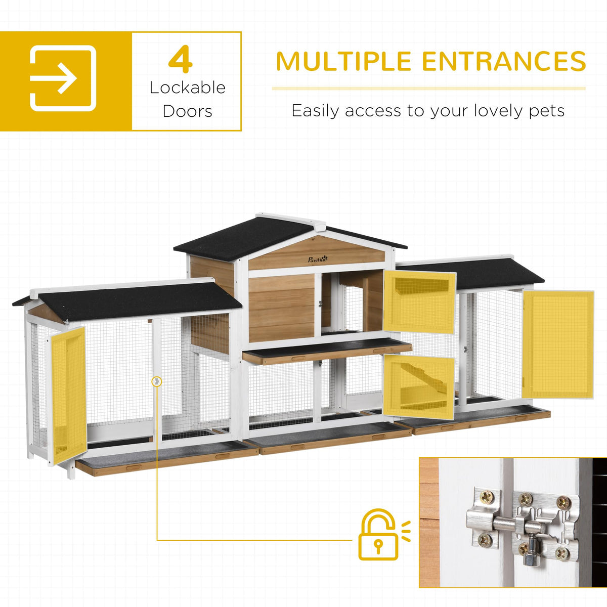 White Wooden Rabbit Hutch with Ramp Z526