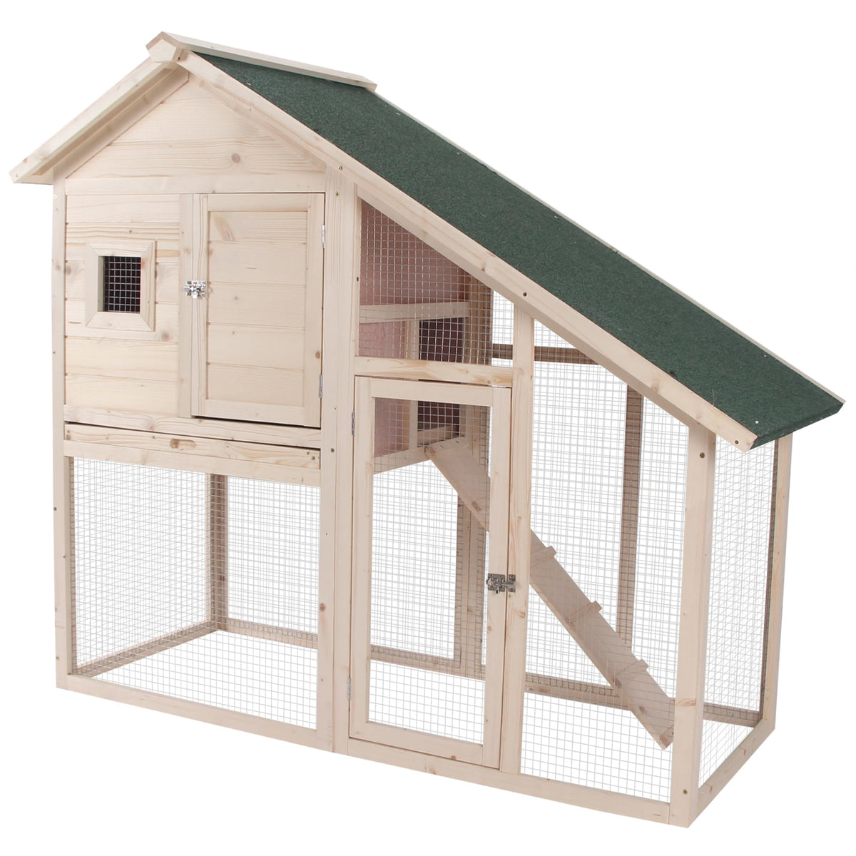 55" 2-Tier Wooden Rabbit Hutch with Ramp E9060