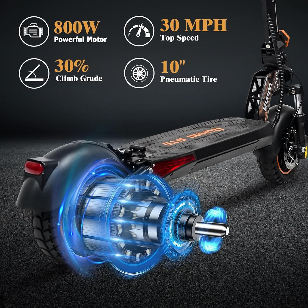 800W 35 Miles 30 MPH 10" Off-Road Folding Electric Scooter F597
