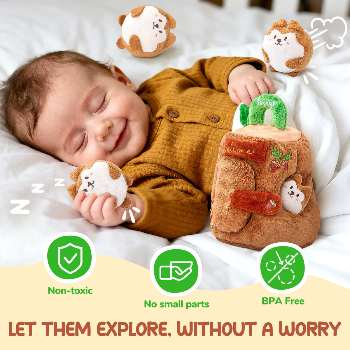 Soft Treehouse 5 Sensory Squirrels Rattle T865