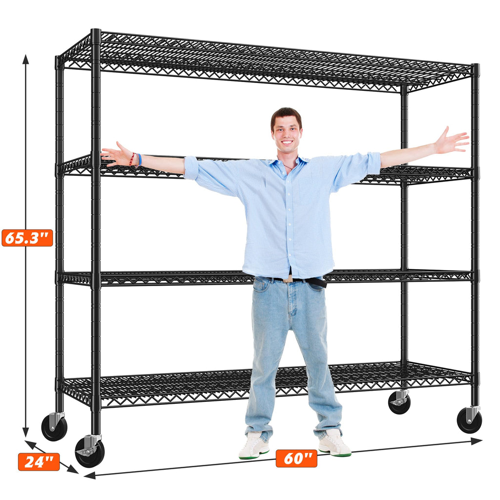 4-Tier Heavy Duty Metal Shelving Unit with Wheels R71679