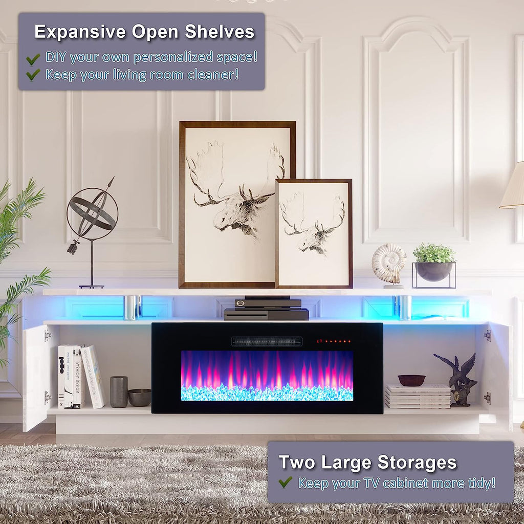 70" High-Gloss TV Stand with 36" Electric Fireplace O673850