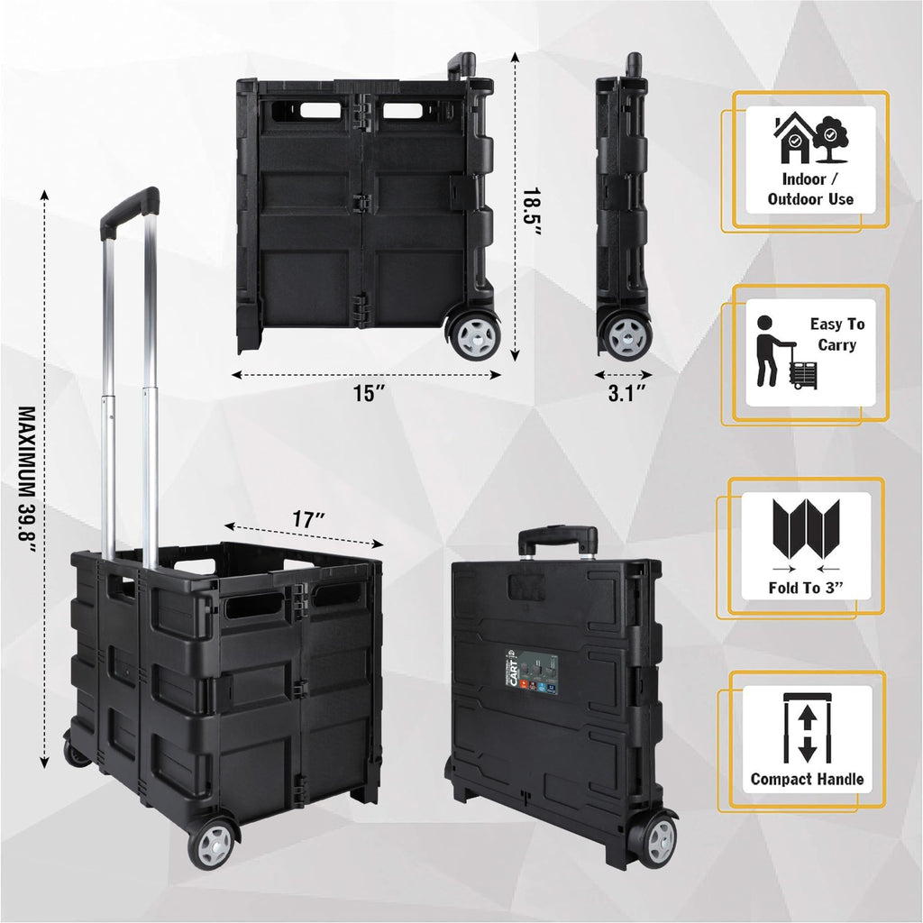 Portable Tools Carrier with Telescopic Handle, 80 Lb. Load Capacity, Black U8229