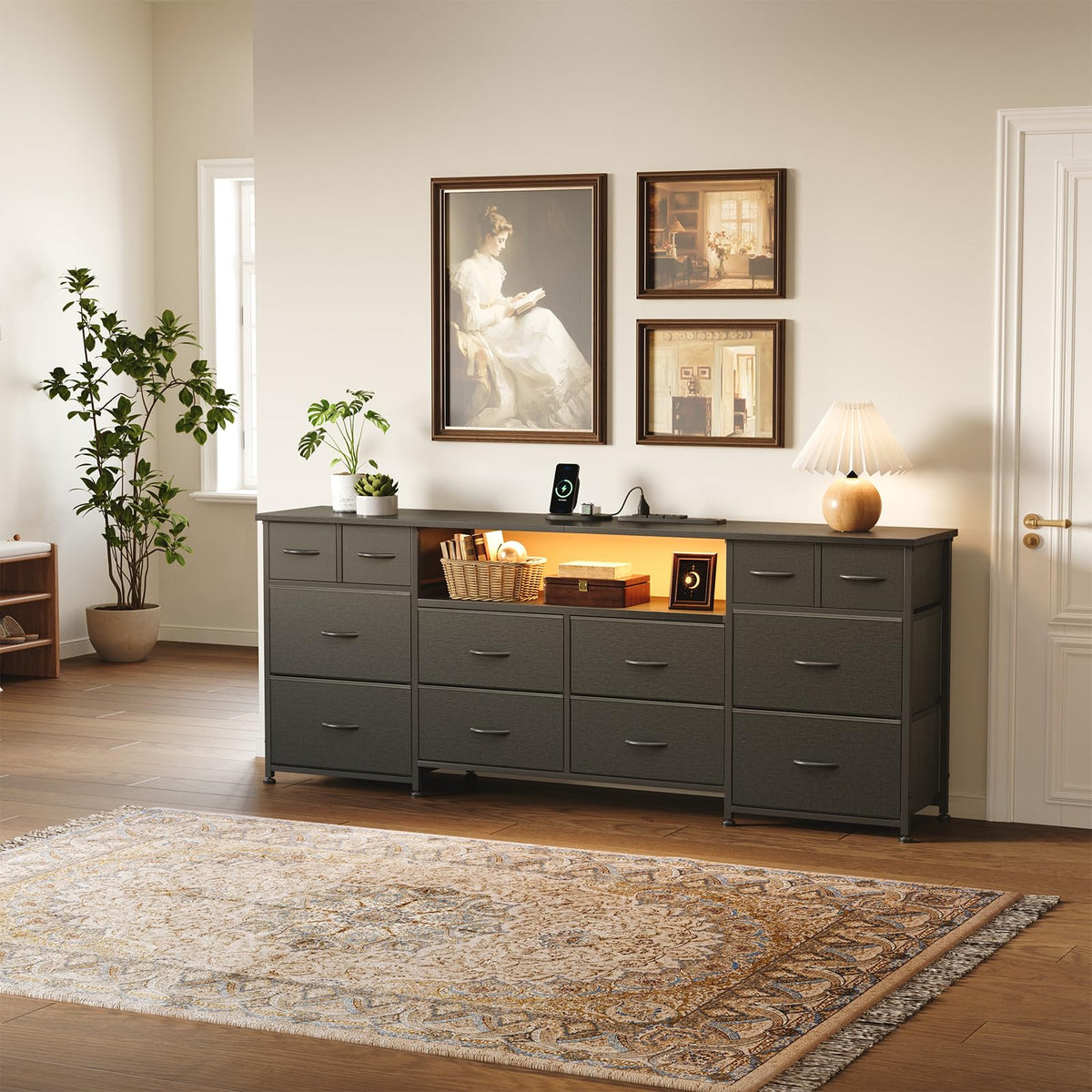 63 Inch 12 Drawer Black Dresser C81328