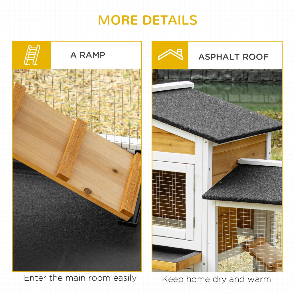 White Wooden Rabbit Hutch with Ramp Z526