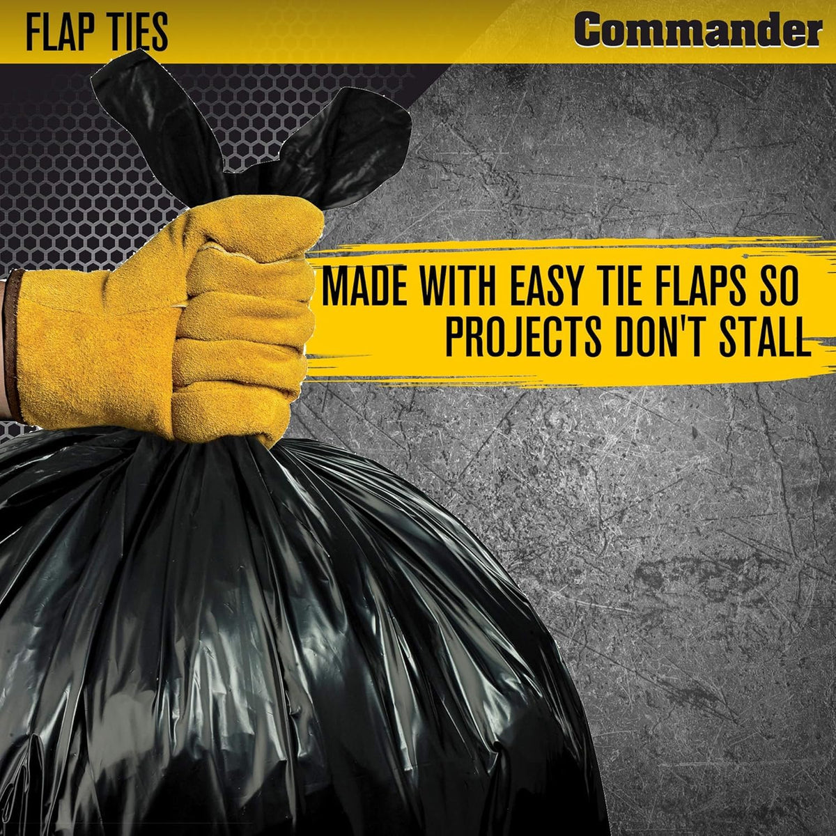 55 Gallon Heavy Duty Contractor Bags with Flap Ties, Pack of 80 Q537863