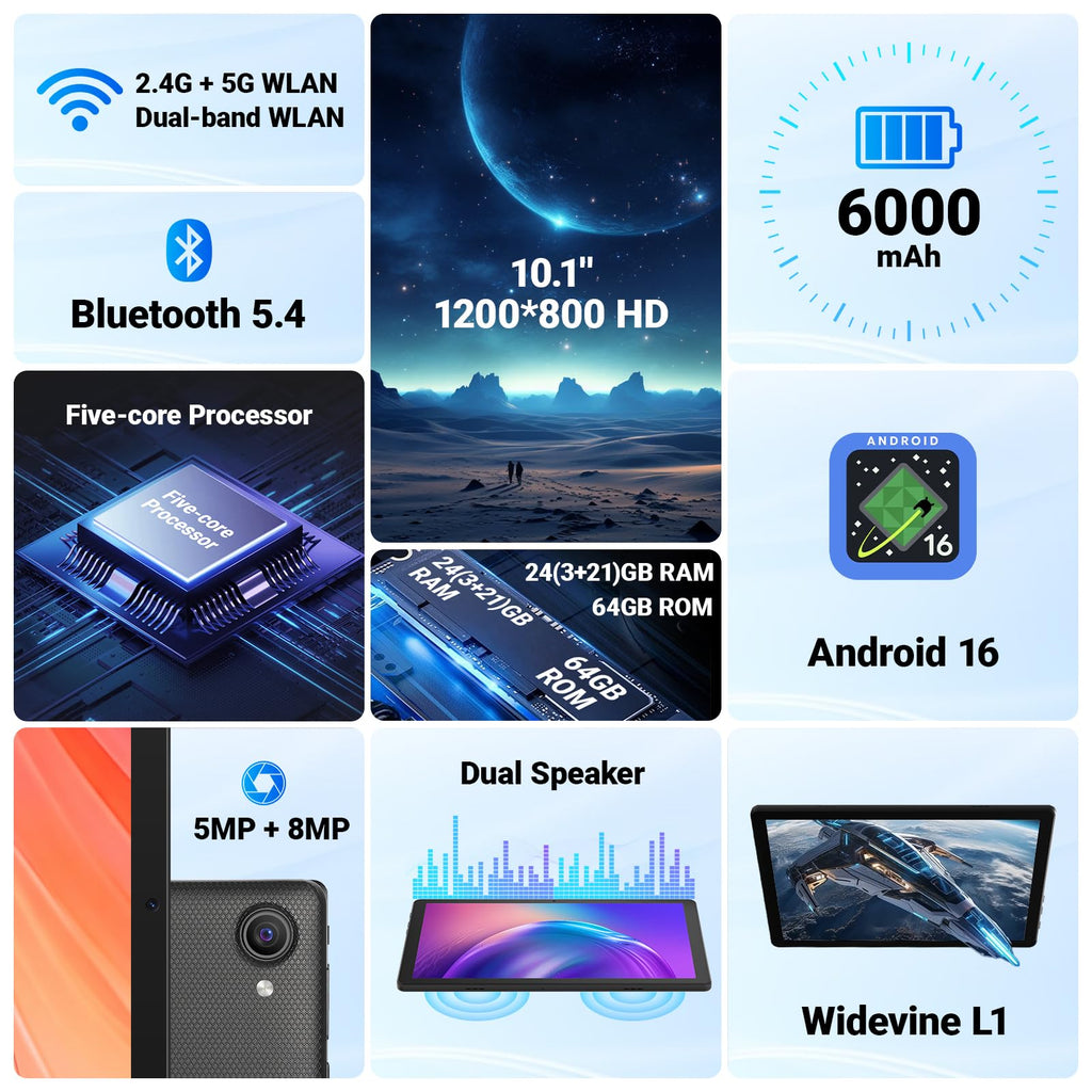 10.1" Android Tablet 24GB RAM 64GB ROM 6000mAh B737570