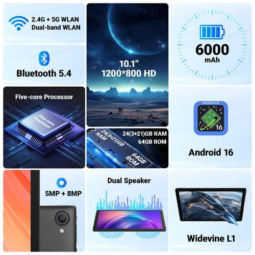10.1" Android Tablet 24GB RAM 64GB ROM 6000mAh B737570