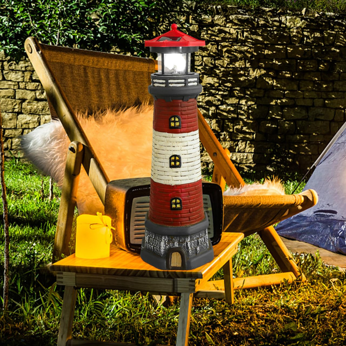 15" Solar Lighthouse Garden Statue N570
