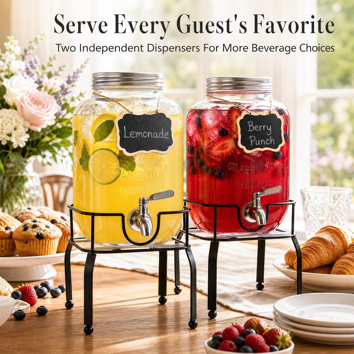 1 Gallon Glass Drink Dispensers with Spigot K462792