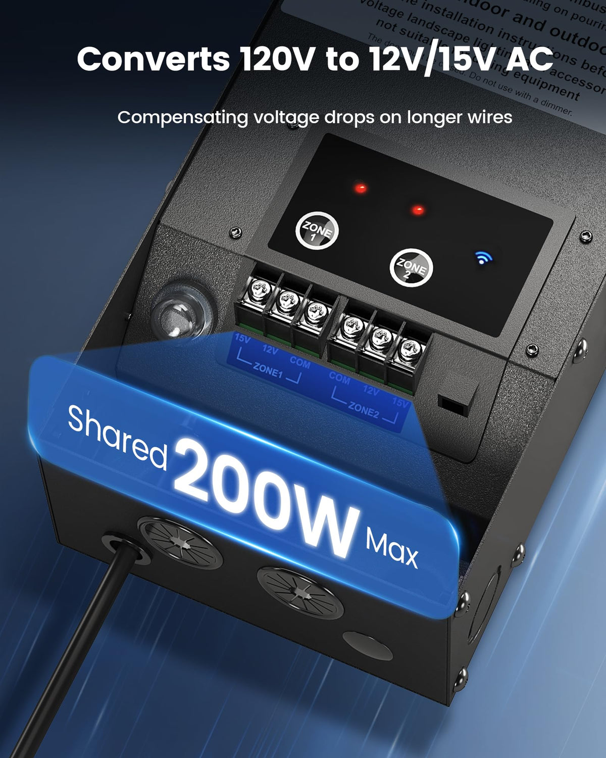 200W Smart Wi-Fi Low Voltage Transformer with 2 Zone R869087
