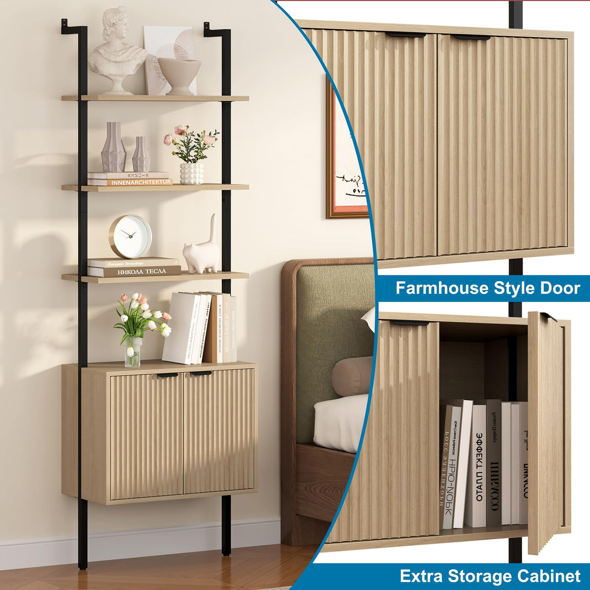 73" Tall Bookshelf with Cabinet O202431