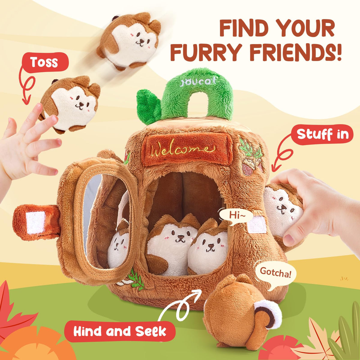 Soft Treehouse 5 Sensory Squirrels Rattle T865