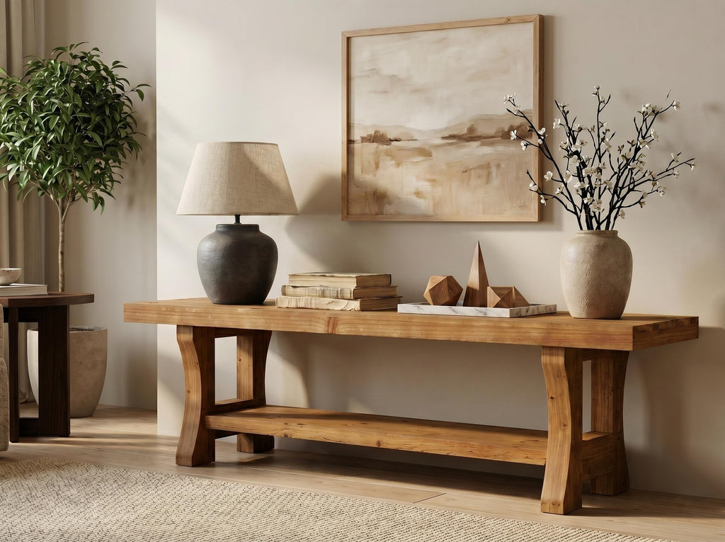 Brown Solid Wood 2-Tier TV Stand T834594