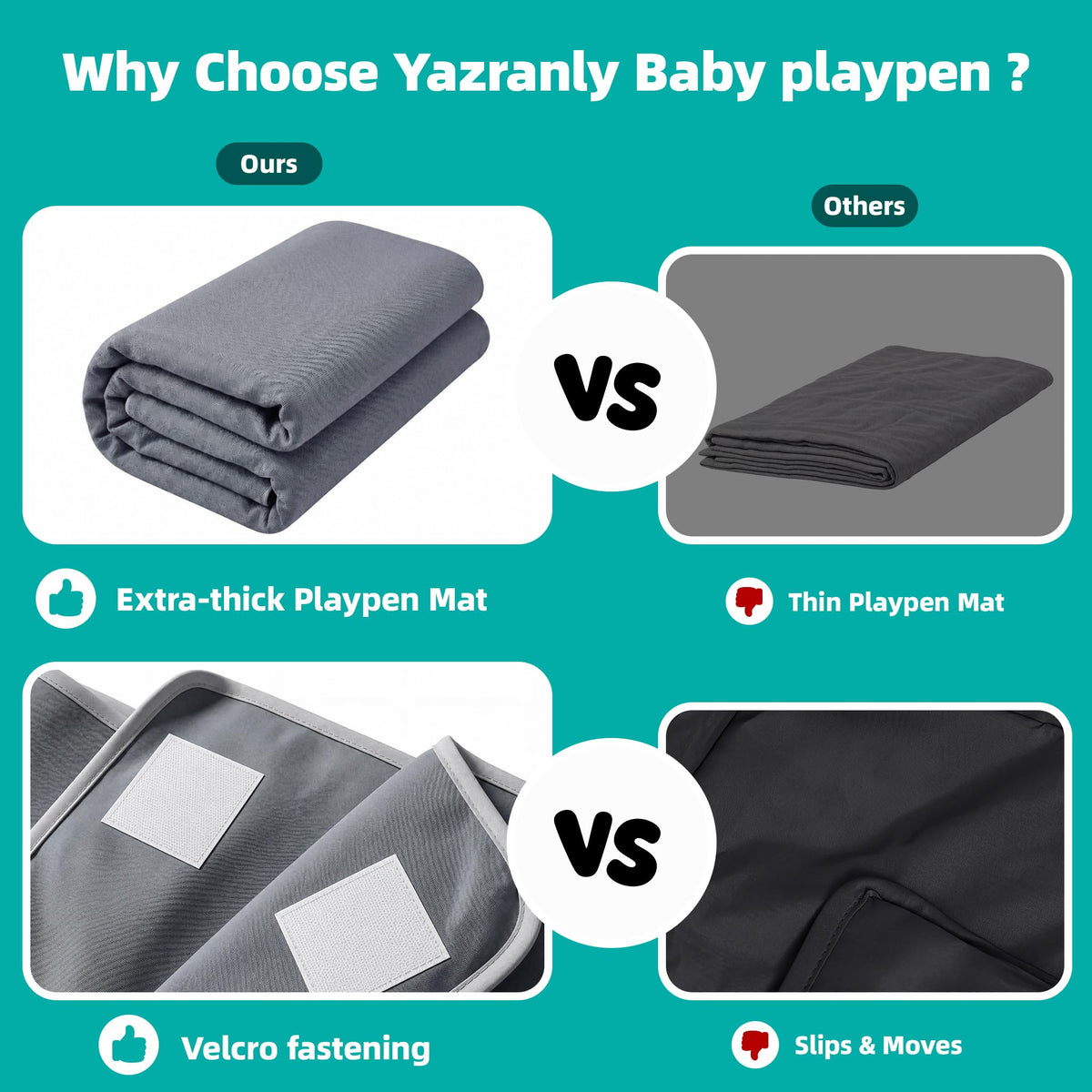 Foldable Baby Playpen with Mat, 71x59 Inches, Grey O26593