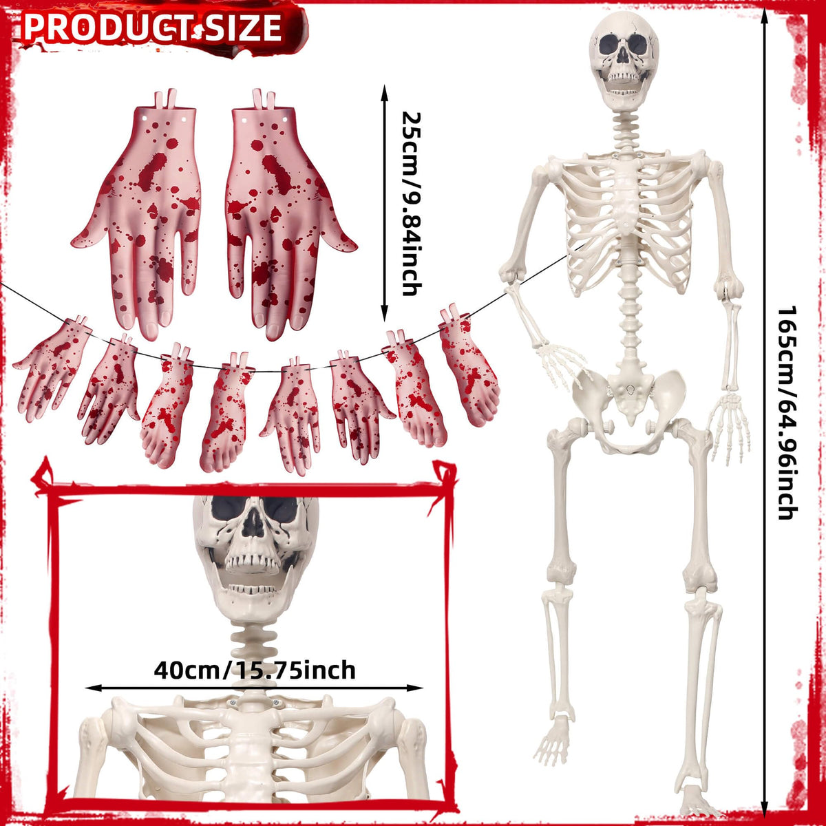 5.4Ft Poseable Skeleton Plastic Human Bones A643830