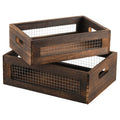 Set of 2 Rustic Wooden Nesting Boxes with Handle A157894