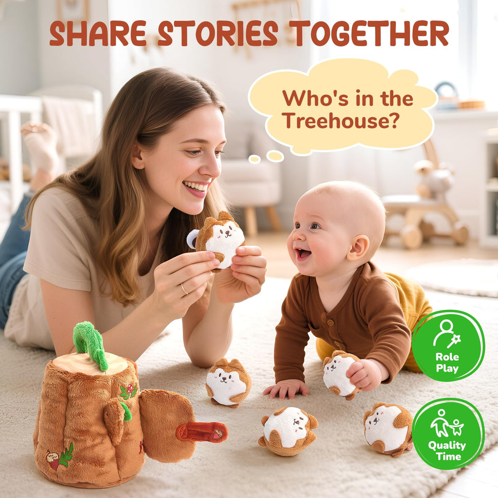 Soft Treehouse 5 Sensory Squirrels Rattle T865