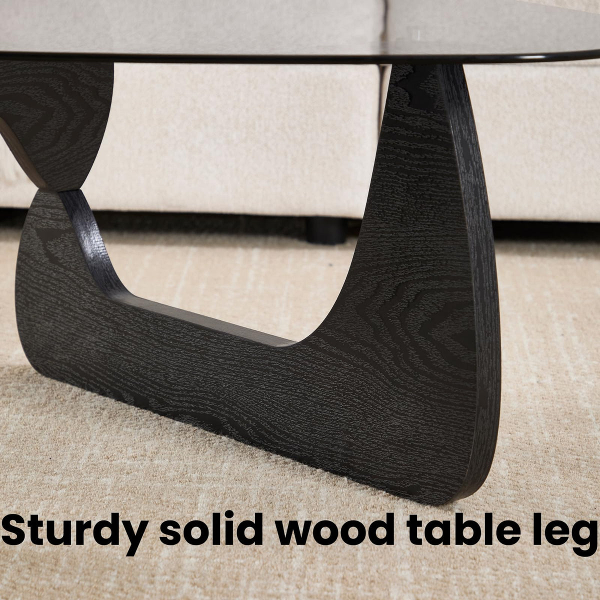 Modern Triangle Glass Coffee Table with Wood Base U649
