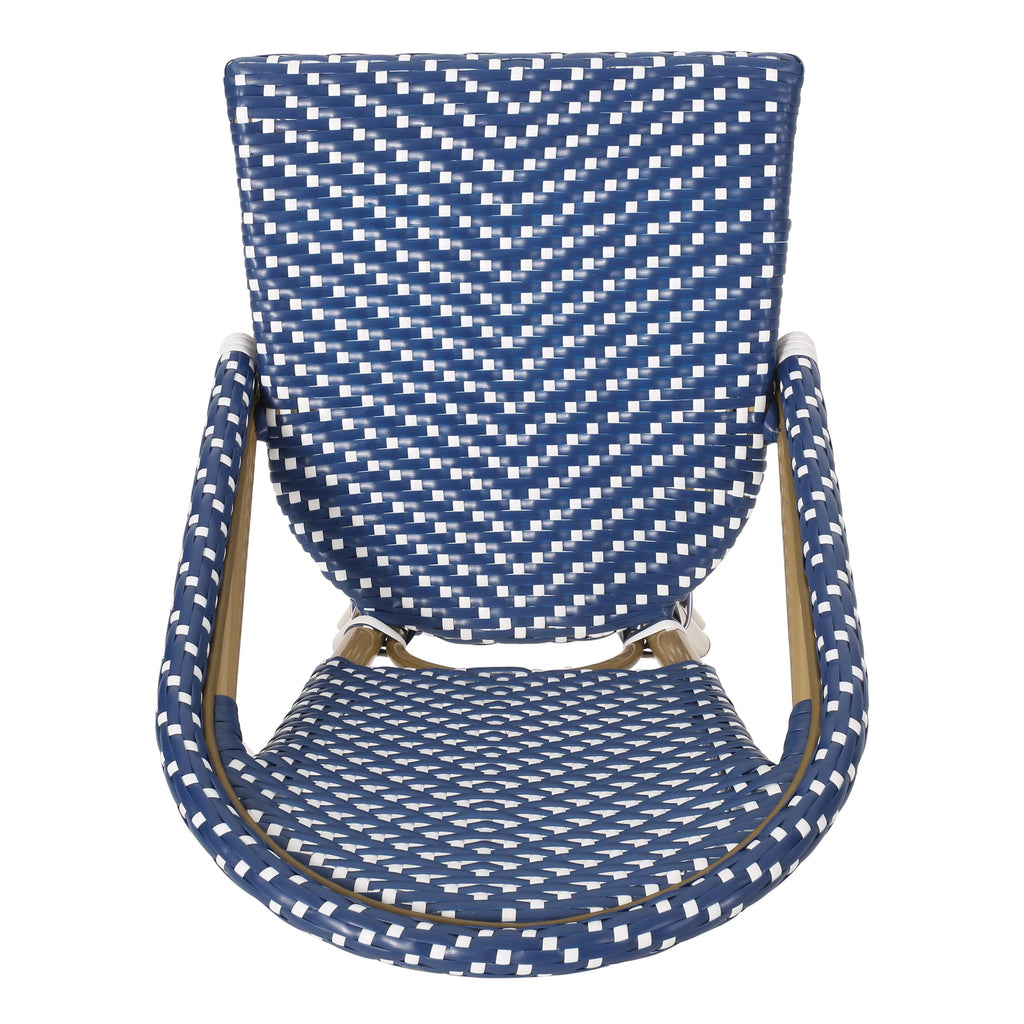 29.5" Bar Height Outdoor Stools Set of 2 Wicker Rattan Aluminum Teal Blue White A54889