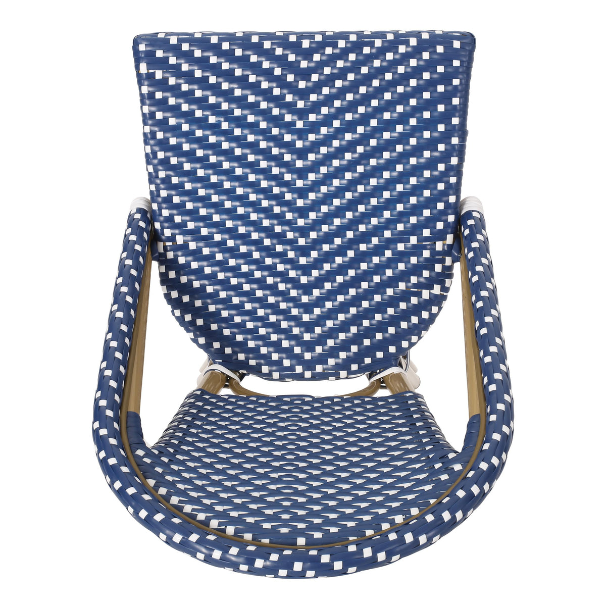 29.5" Bar Height Outdoor Stools Set of 2 Wicker Rattan Aluminum Teal Blue White A54889