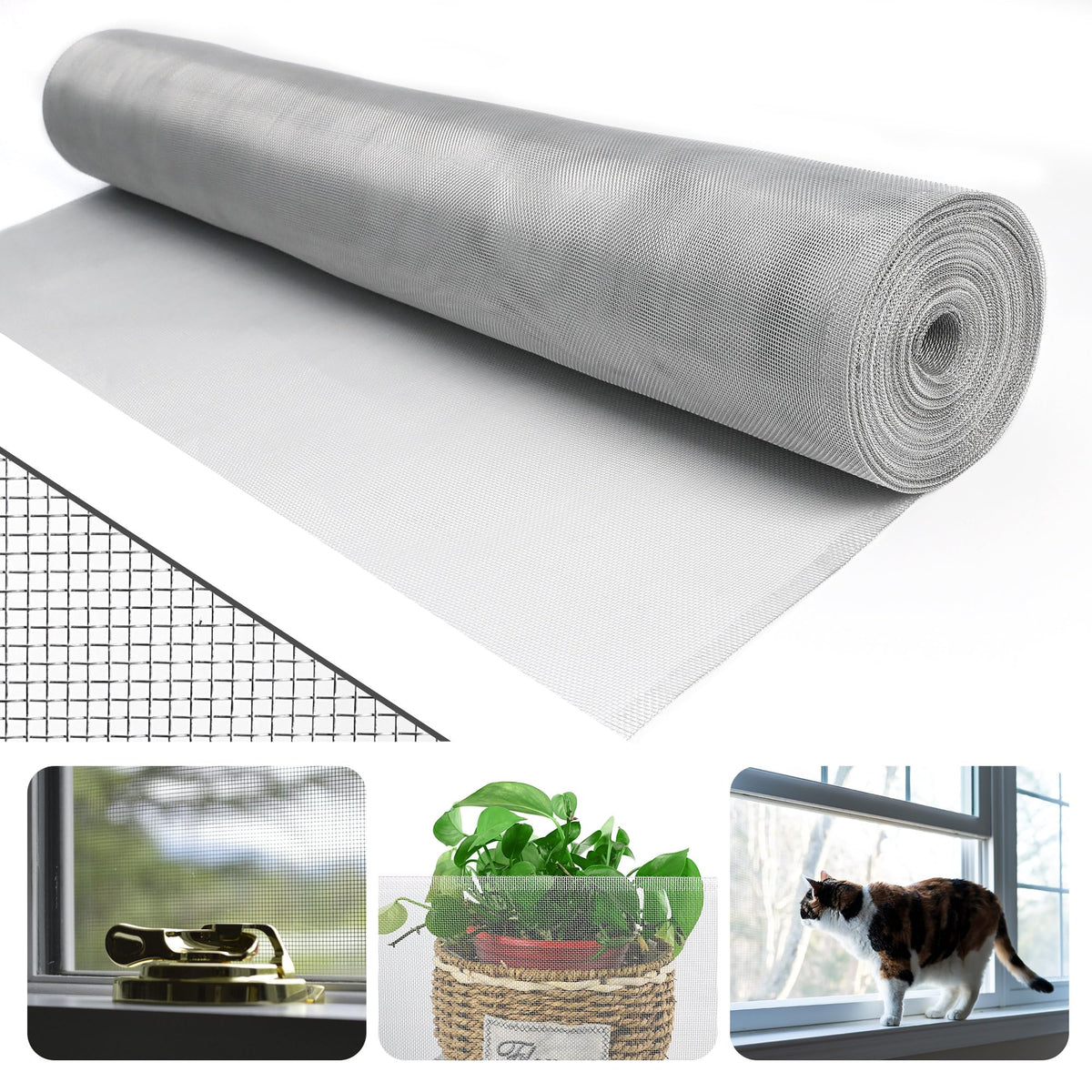 Aluminum Window Screen Mesh Roll 48 in x 100 ft 18x16 Mesh T824