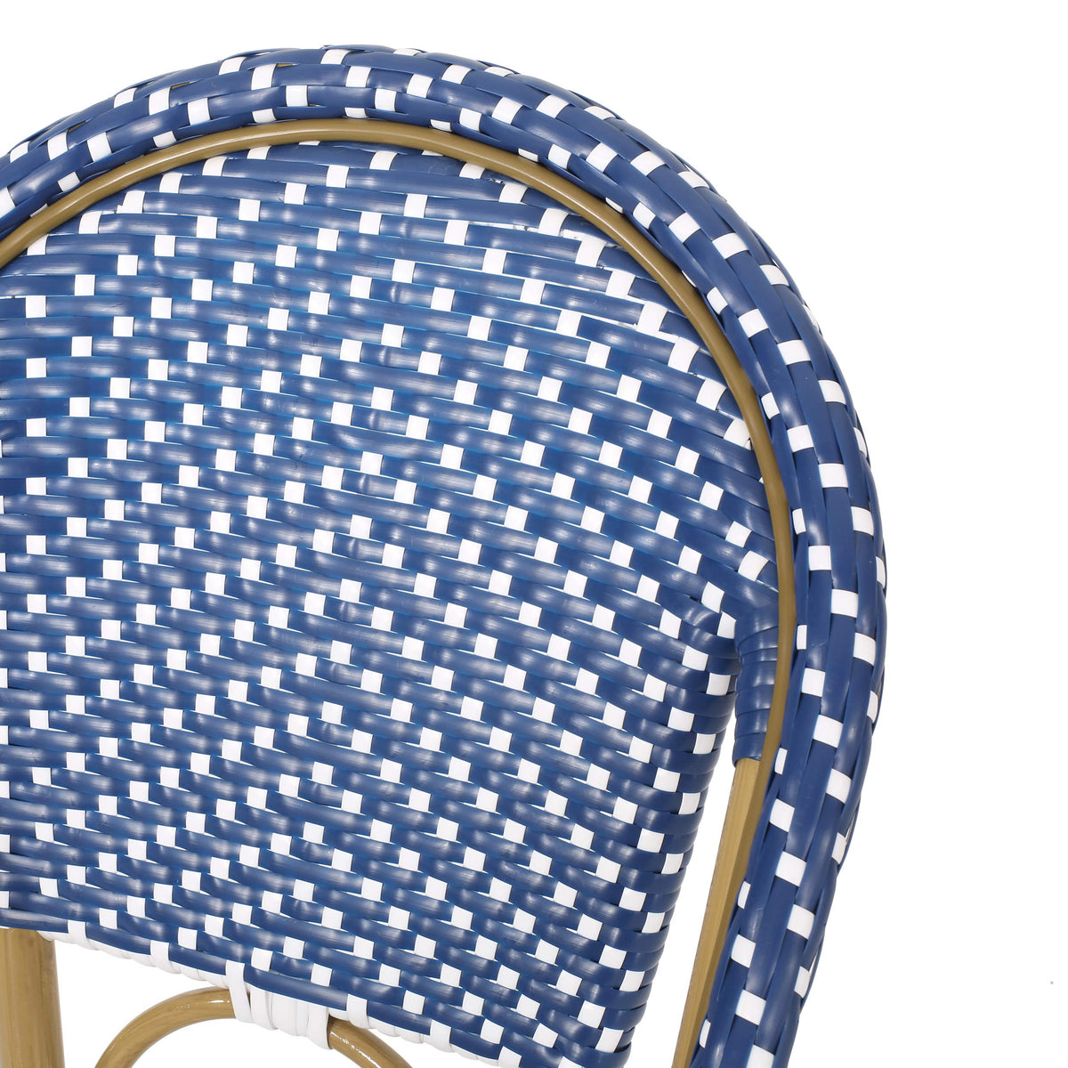 29.5" Bar Height Outdoor Stools Set of 2 Wicker Rattan Aluminum Teal Blue White A54889