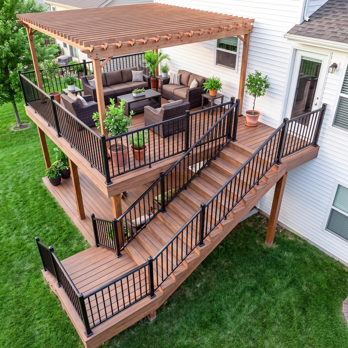 1 Pack 36 in x 6 ft Black Aluminum Stair Railing Kit J24663