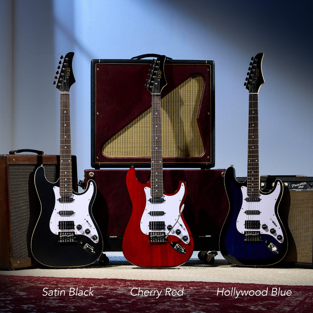 Cherry Red White Electric Guitar Kit with Headphone Amp D12818