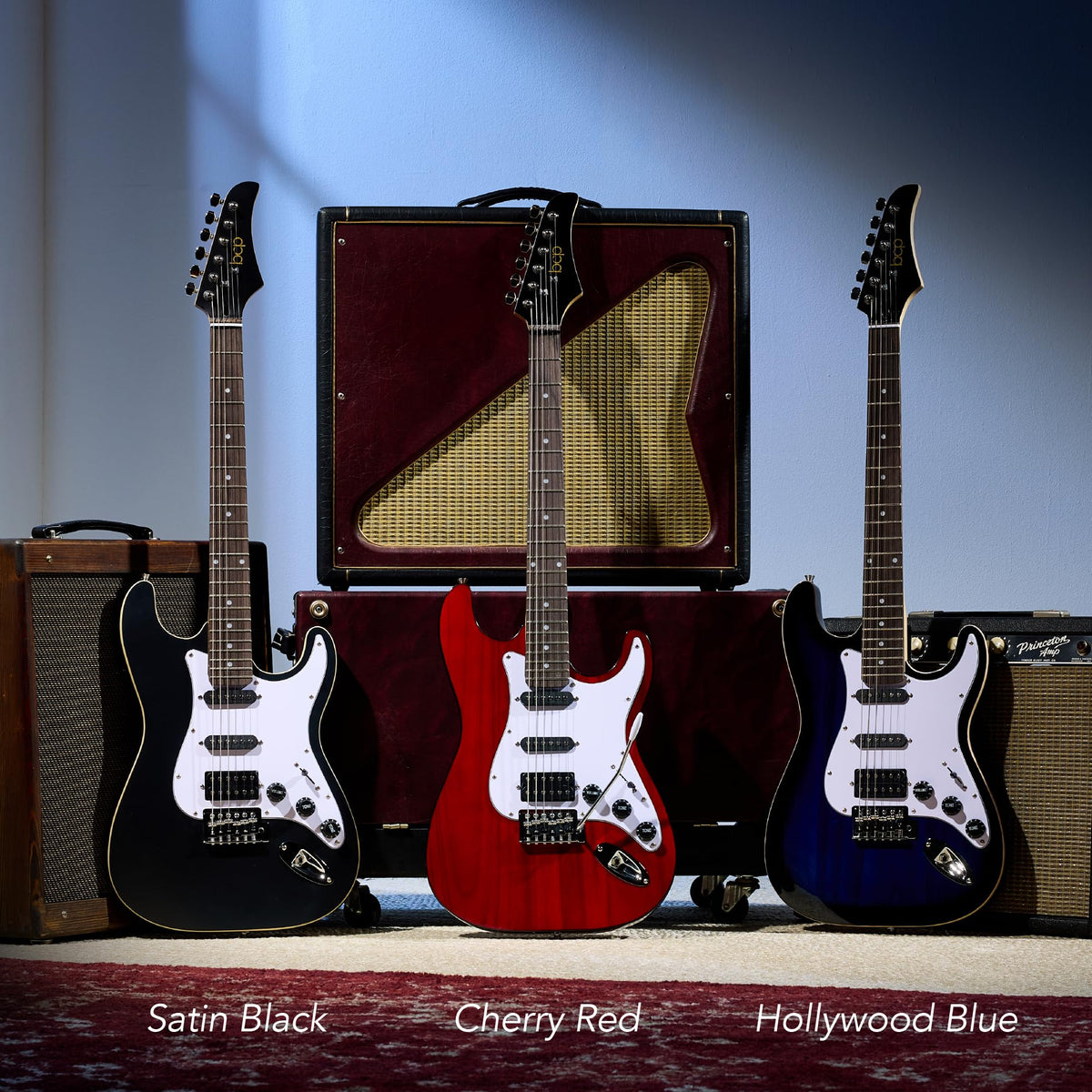 Cherry Red White Electric Guitar Kit with Headphone Amp D12818