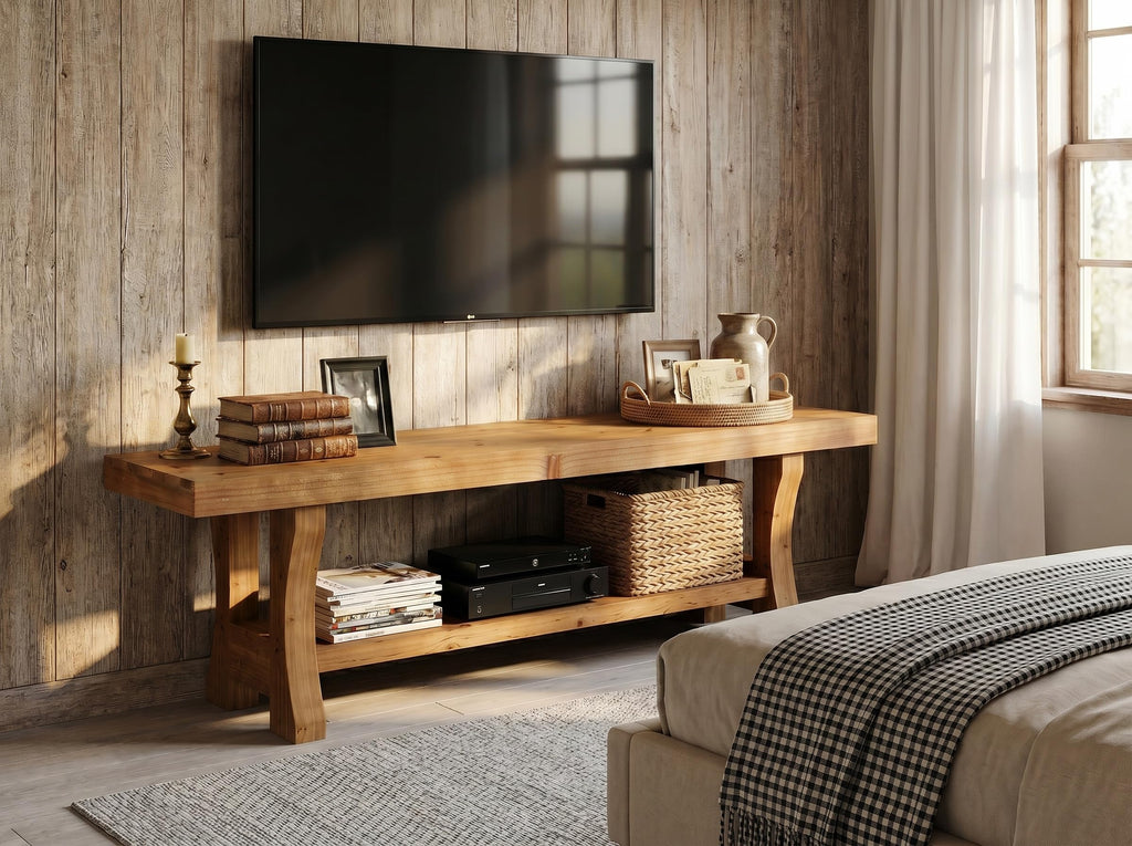 Brown Solid Wood 2-Tier TV Stand T834594