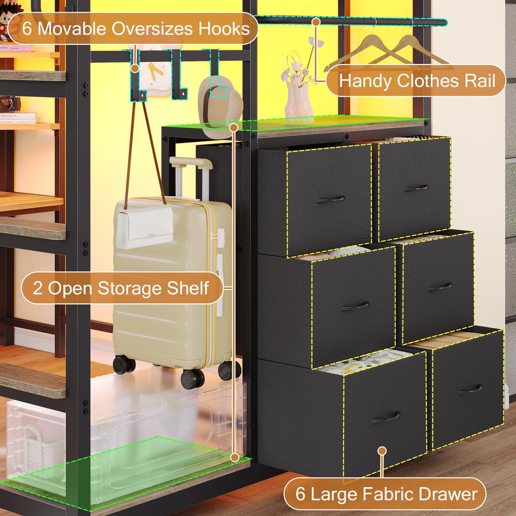 Twin Loft Bed with Storage and 6 Drawers C621083