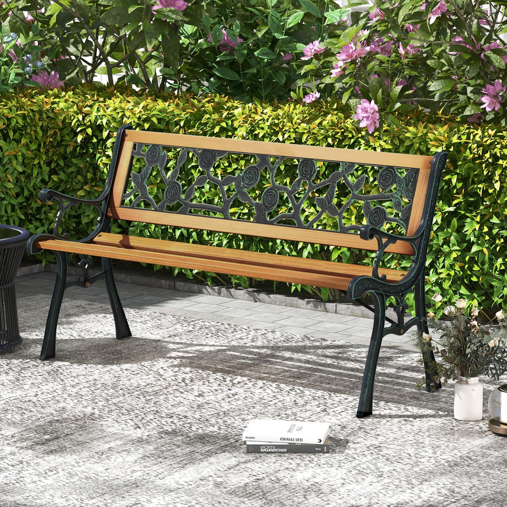 Iron Hardwood Garden Bench J749116