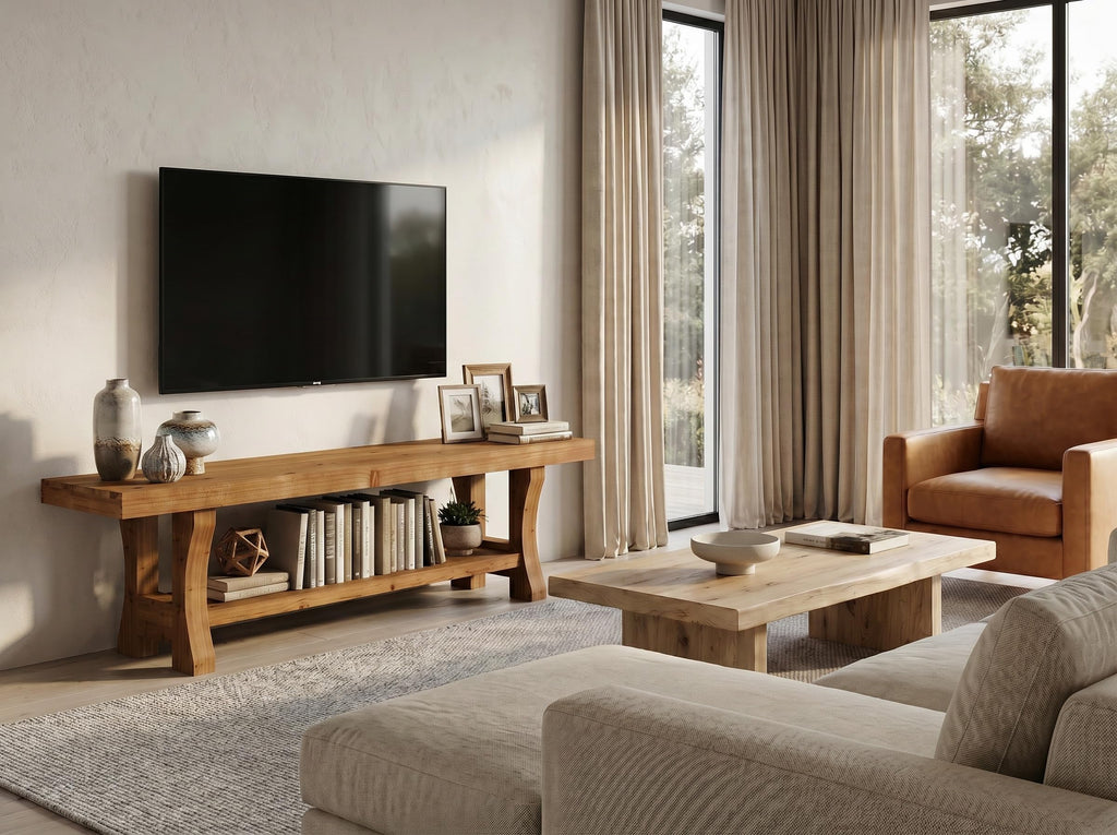 Brown Solid Wood 2-Tier TV Stand T834594