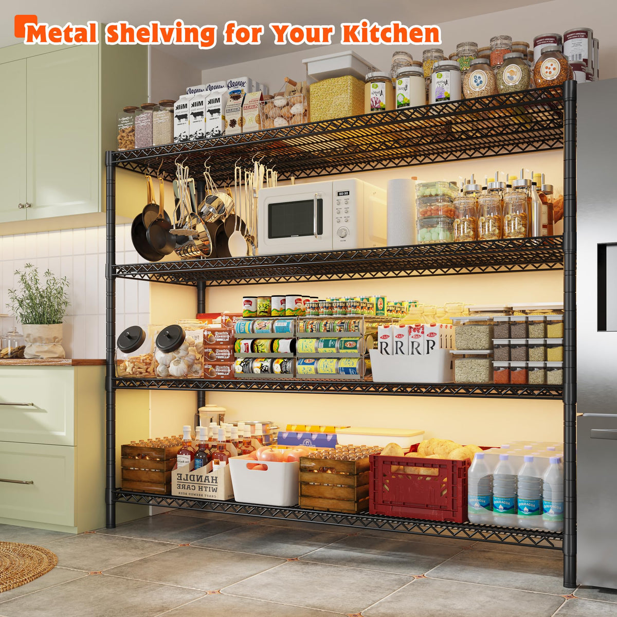 4-Tier Heavy Duty Metal Shelving Unit with Wheels R71679