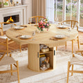47.2" Round Wood Dining Table with 4 Drawers P29096