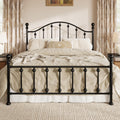 Queen Metal Bed Frame with Victorian Headboard and Footboard Black U274808